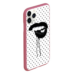 Чехол для iPhone 11 Pro Max матовый Black Lips - фото 2