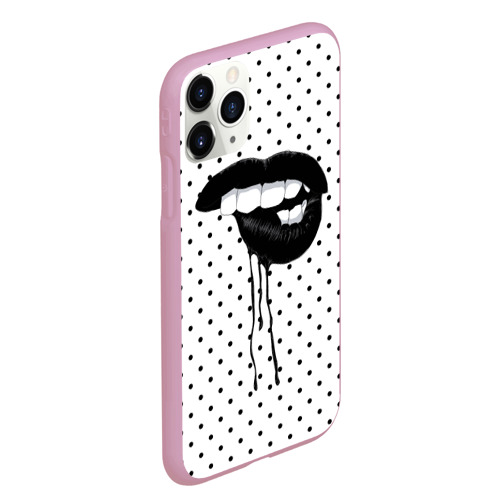 Чехол для iPhone 11 Pro Max матовый Black Lips, цвет розовый - фото 3