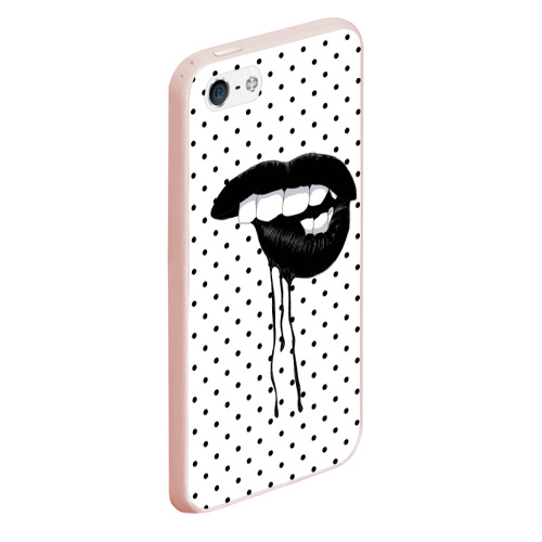 Чехол для iPhone 5/5S матовый Black Lips, цвет светло-розовый - фото 3