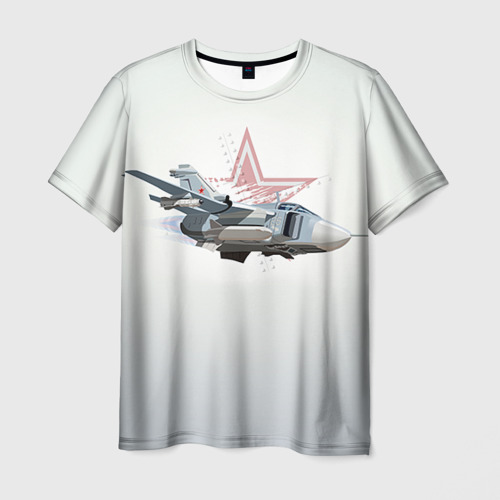 Мужская футболка с принтом Су-24, вид спереди №1