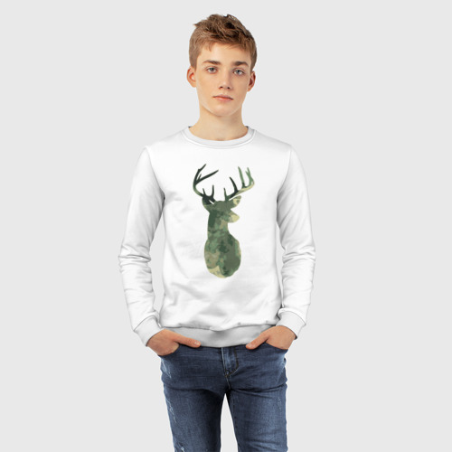 Детский свитшот хлопок Deer Aquarelle, цвет белый - фото 7