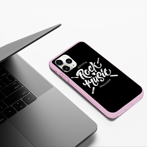 Чехол для iPhone 11 Pro Max матовый Rock Music, цвет розовый - фото 5