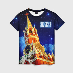 Москва - Спасская башня – Женская футболка 3D с принтом купить со скидкой в -26%