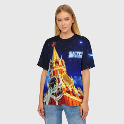 Женская футболка oversize 3D Москва - Спасская башня - фото 2