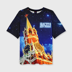 Женская футболка oversize 3D Москва - Спасская башня