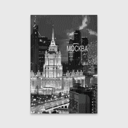 Обложка для паспорта матовая кожа Огни ночной Москвы, цвет зеленый