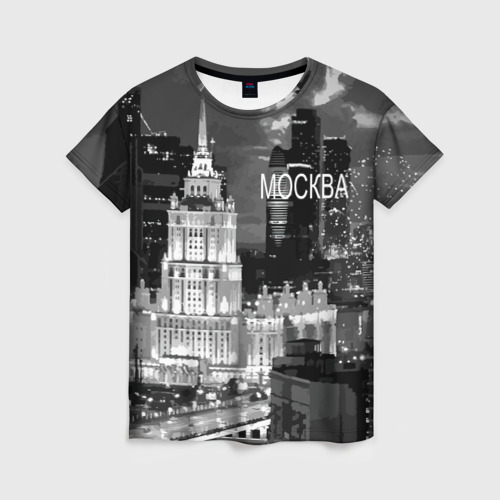 Женская футболка 3D Огни ночной Москвы, цвет 3D печать