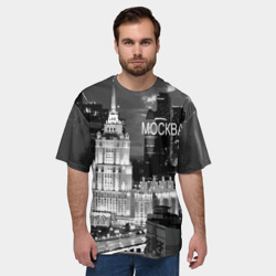 Мужская футболка oversize 3D Огни ночной Москвы - фото 2