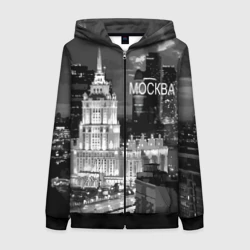 Женская толстовка 3D на молнии Огни ночной Москвы