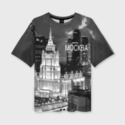 Женская футболка oversize 3D Огни ночной Москвы