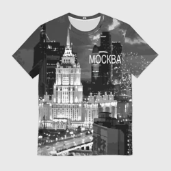 Мужская футболка 3D Огни ночной Москвы