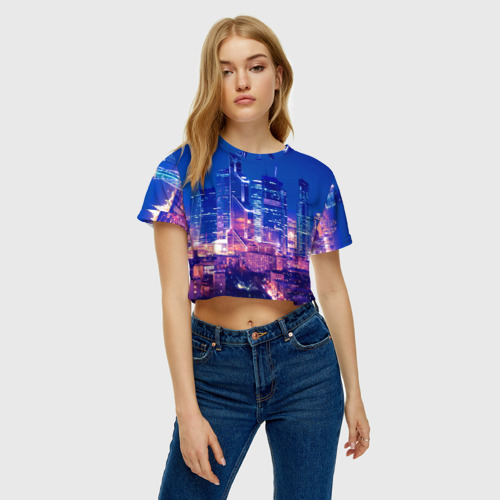 Женская футболка Crop-top 3D Москва, цвет 3D печать - фото 4