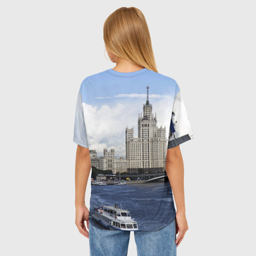 Женская футболка oversize 3D Москва, цвет 3D печать - фото 4