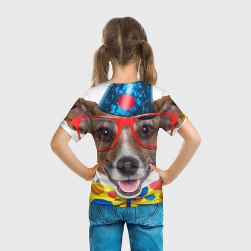 Детская футболка 3D с принтом Джек рассел - клоун, вид сзади #2