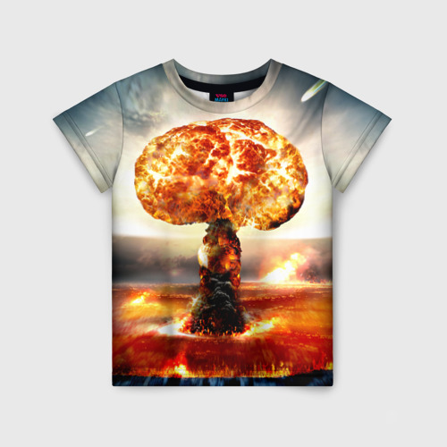 Детская футболка 3D с принтом Атомный взрыв, вид спереди #2
