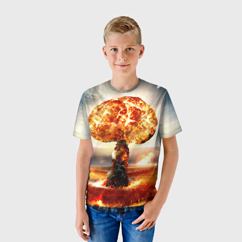 Детская футболка 3D с принтом Атомный взрыв, фото на моделе #1