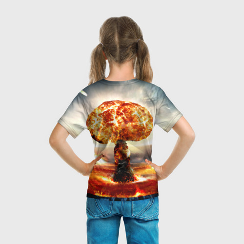 Детская футболка 3D с принтом Атомный взрыв, вид сзади #2