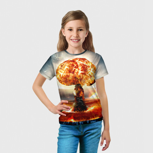 Детская футболка 3D с принтом Атомный взрыв, вид сбоку #3