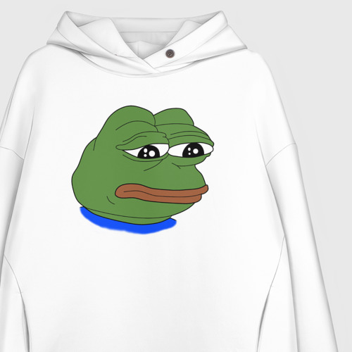 Женское худи Oversize хлопок Sad frog, цвет белый - фото 3