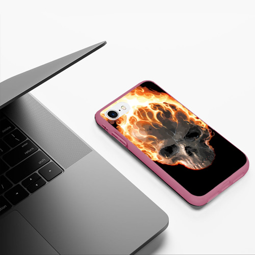 Чехол для iPhone 7/8 матовый с принтом Череп в огне, фото #5