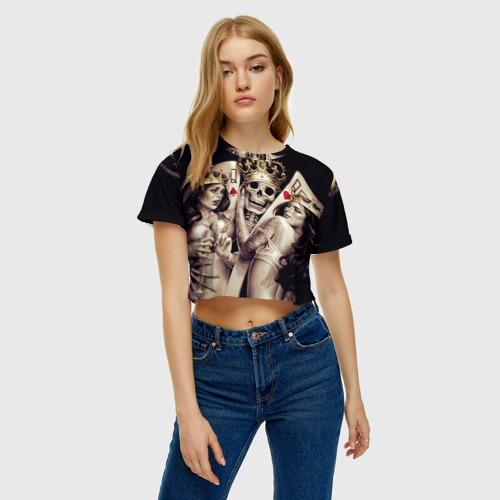 Женская футболка Crop-top 3D Скелетоны, цвет 3D печать - фото 3