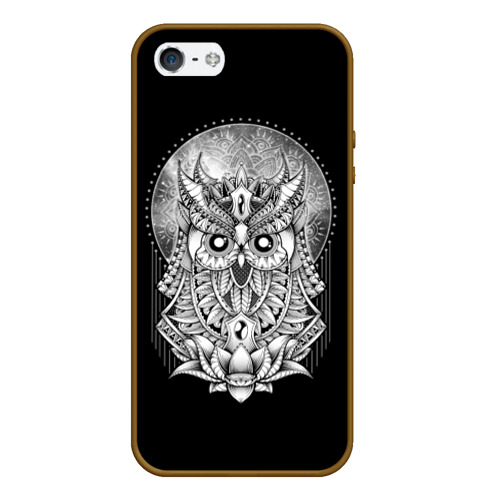 Чехол для iPhone 5/5S матовый Королевская сова, цвет коричневый