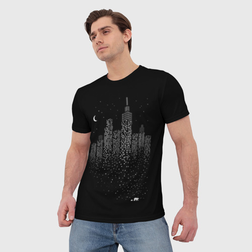 Мужская футболка 3D Ночной город, цвет 3D печать - фото 3