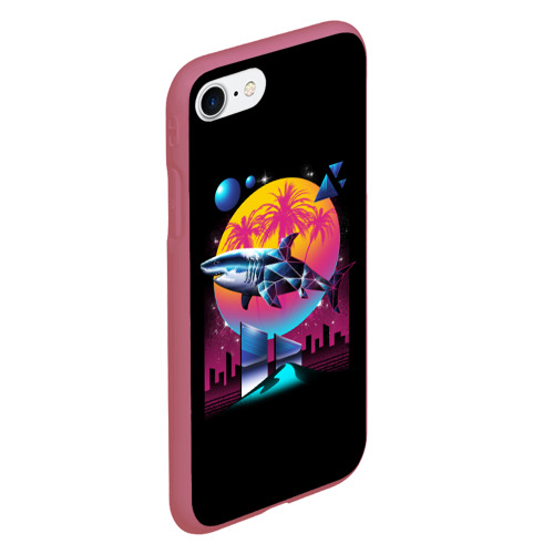 Чехол для iPhone 7/8 матовый Ретро акула, цвет малиновый - фото 3