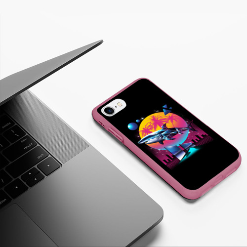 Чехол для iPhone 7/8 матовый Ретро акула, цвет малиновый - фото 5