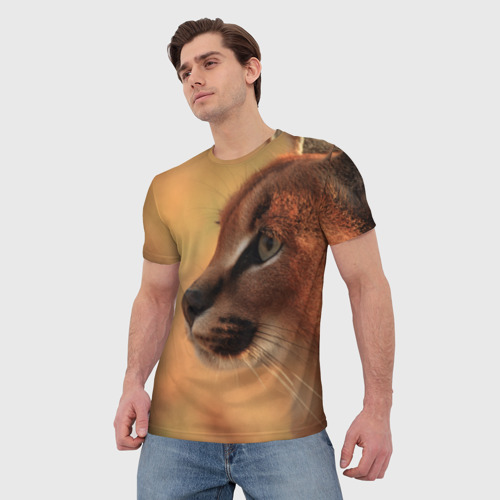 Мужская футболка 3D Рысь, цвет 3D печать - фото 3
