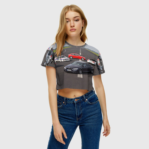 Женская футболка Crop-top 3D BMW, цвет 3D печать - фото 3