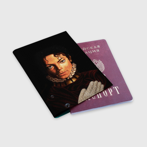 Обложка для паспорта матовая кожа Король Майкл Джексон, цвет бирюзовый - фото 3