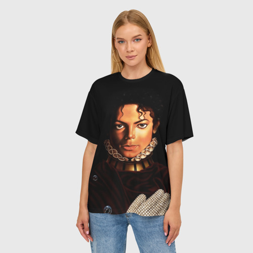 Женская футболка oversize 3D Король Майкл Джексон, цвет 3D печать - фото 3