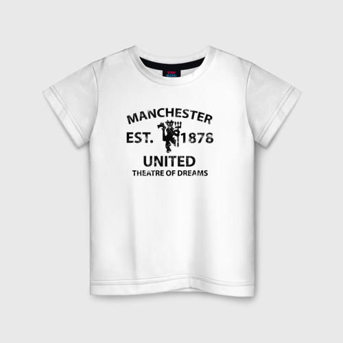 Детская футболка хлопок Manchester United - Est.1878 (Чёрный), цвет белый