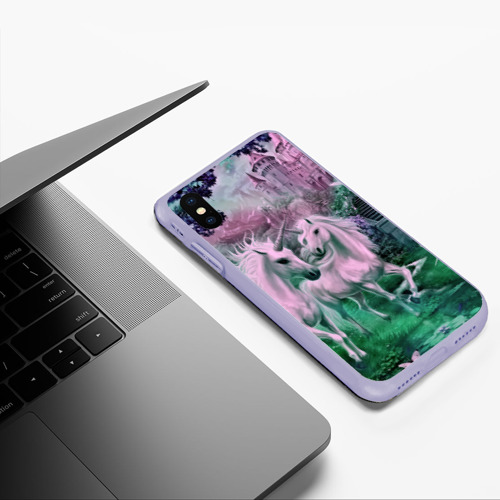 Чехол для iPhone XS Max матовый Единорог, цвет светло-сиреневый - фото 5