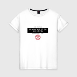 Женская футболка хлопок Manchester United - Established 1878 чёрный