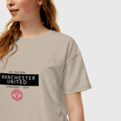 Женская футболка хлопок Oversize Manchester United - Established 1878 чёрный - фото 2