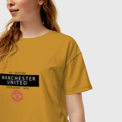 Женская футболка хлопок Oversize Manchester United - Established 1878 чёрный - фото 2