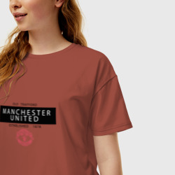 Женская футболка хлопок Oversize Manchester United - Established 1878 чёрный - фото 2