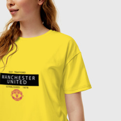 Женская футболка хлопок Oversize Manchester United - Established 1878 чёрный - фото 2