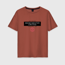 Женская футболка хлопок Oversize Manchester United - Established 1878 чёрный