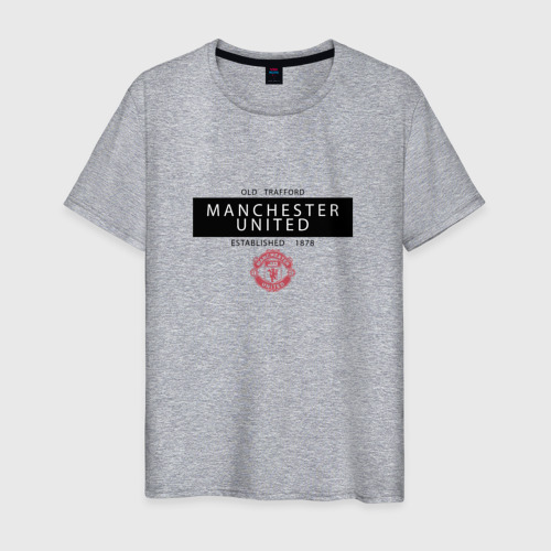 Мужская футболка хлопок Manchester United - Established 1878 чёрный, цвет меланж