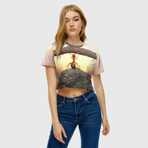 Женская футболка Crop-top 3D Муравей, цвет 3D печать - фото 3
