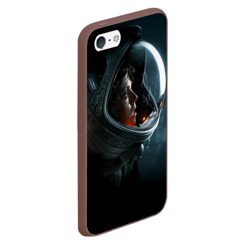 Чехол для iPhone 5/5S матовый Девушка космонавт, цвет коричневый - фото 3