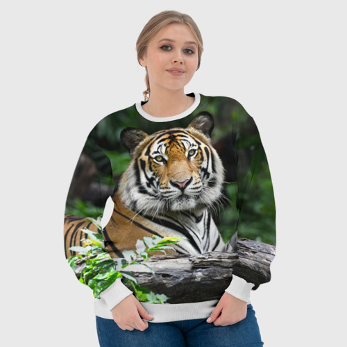 Женский свитшот 3D Тигр в джунглях, цвет 3D печать - фото 6