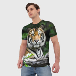 Мужская футболка 3D Тигр в джунглях - фото 2