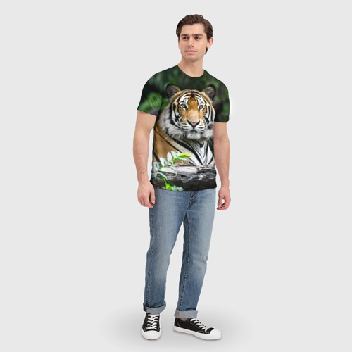Мужская футболка 3D Тигр в джунглях, цвет 3D печать - фото 5