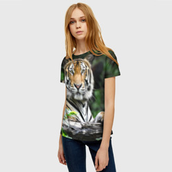 Женская футболка 3D Тигр в джунглях - фото 2