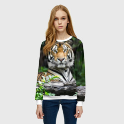 Женский свитшот 3D Тигр в джунглях - фото 2