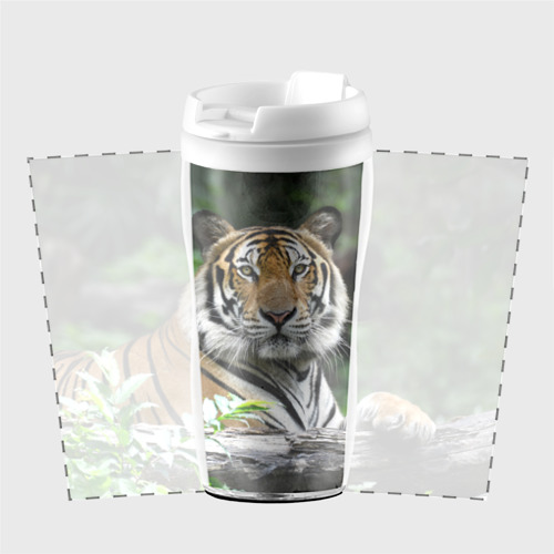 Термокружка-непроливайка Тигр в джунглях, цвет белый - фото 2